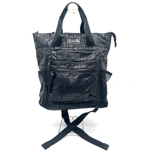 Steve Madden Handbags - Steve Madden Nylon Logo Backpack and Tote, Black